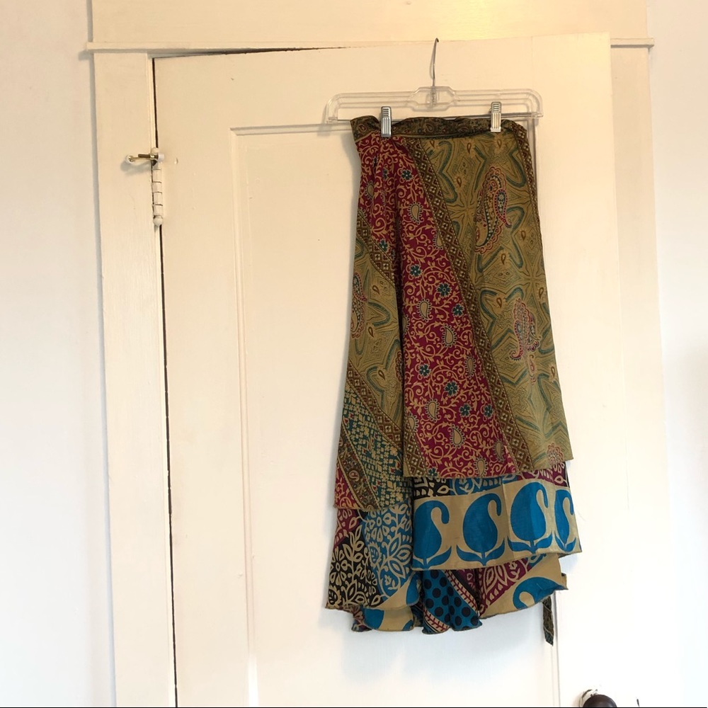 Reversible Silk Wrap Skirt